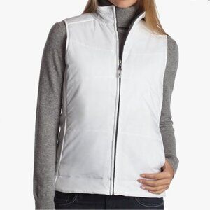 Alo Yoga Womens Size L White Puffer Quilted Full Zip Up High Collared Vest